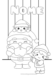 Colorare per personalizzare Babbo Natale Elfo di Natale