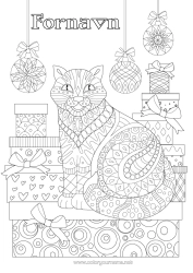 Gratis tegning Katt Gaver Jul Julekule Dyr Zentangle Hunder og katter