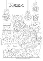 Free coloring Cat Gifts Christmas Christmas bauble Animal Zentangle Dog and cat