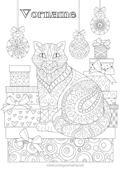 Kostenlose Zeichnung Katze Geschenke Weihnachten Weihnachtskugel Tier Zentangle Hunde und Katzen