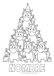 Colorear para personalizar árbol de Navidad Unicornio Animales Dragones, unicornios y animales fantásticos Abeto