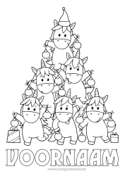 Gratis tekening Kerstboom Eenhoorn Dier Draken, eenhoorns en fantastische dieren Kerstboom