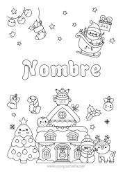 Colorear para personalizar árbol de Navidad Papá Noel Reno Muñeco de nieve Trineo Navidad Kawaii Decoración navideña Casa Animales del bosque Calcetín de Navidad