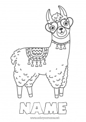 Free coloring Animal Llama Other animals of the world