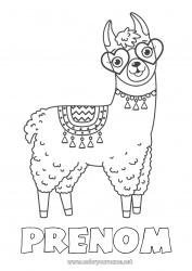 Coloriage à personnaliser Animal Lama Autres animaux du monde