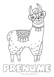 Pagină de colorat personalizată Animal Lama Alte animale din lume