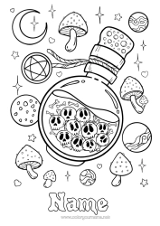 Free colouring Witch Magic cauldron