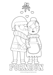 Gratis tegning Julemanden Ilex Mistelten Kys Julemor