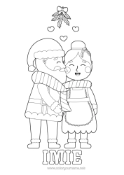 Rysunek za darmo Święty Mikołaj Holly Leśny jemioła Buziak Święta Mikołajowa