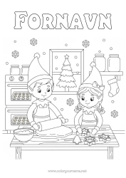Fargeleggingssiden å tilpasse Julealver Pepperkake Fargelegging Av Nisser Kjøkken