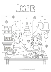 Kolorowanka do personalizacji Świąteczne Skrzaty Piernik Kolorowanki Dla Skrzatów Kuchnia