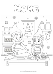 Desenho para personalizar Elfo de Natal Pão de Gengibre Páginas para colorir de elfos Cozinha
