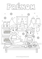 Coloriage à personnaliser Lutins De Noël Pain D'épices Coloriages Lutins Cuisine