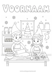 Kleurplaat aanpassen Kerstelf Peperkoek Elfjes Kleurplaten Keuken