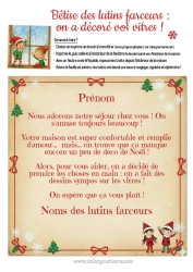 Coloriage à personnaliser Lutins de Noël Bêtises du Lutin Farceur Plusieurs lutins farceurs Dessins sur les vitres