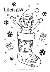 Färgläggningssida att anpassa Julnissar Tomtefärgläggningar Julstrumpa Luriga Påhitt Av Busiga Lurven Ritningar På Fönstren