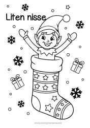 Fargeleggingssiden å tilpasse Julealver Fargelegging Av Nisser Julesokk Lurerier Fra Lurendreieren Tegninger På Vinduene