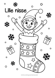 Farvelægningssiden tilpasning Jule-Nisser Farvelægningsnisser Julesok Lille Skæmtet Nisse Tegninger På Vinduerne