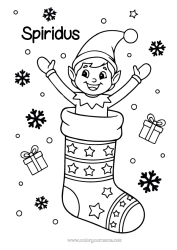 Pagină de colorat personalizată Moșneguții De Crăciun Desene De Colorat Cu Spiriduși Ciorap De Crăciun Nebunii Lui Spiridușul Poznaș Desene Pe Geamuri