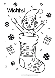 Kostenlose Zeichnung Weihnachtself Elfen Ausmalbilder Weihnachtssocke Wichtel-Streiche und Ideen Zeichnungen auf den Fenstern