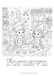 Gratis tegning Farvelægningsnisser Slik, søde sager Småkager Køkken Flere drillenisser Småkage