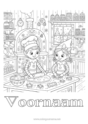 Kleurplaat aanpassen Elfjes Kleurplaten Lekkernijen, Zoetigheden Koekjes Keuken Meerdere Kerst Elfen Koekje