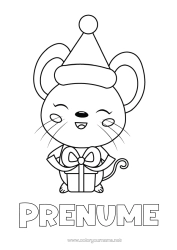 Desen liber de colorat Cadouri Crăciun Șoarece Animal Desene de colorat ușoare Animale din pădure Căciulă de Crăciun