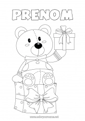 Coloriage gratuit Cadeaux Anniversaire Ourson Animaux de la forêt