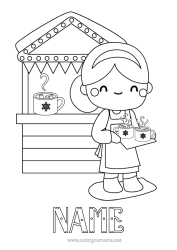 Colouring to customise Winter Café Tea Drink Culinary Professions Cabin Shop