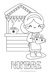Colorear para personalizar Invierno Café Té Bebidas Profesiones Culinarias Chalet Tienda