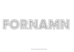 Färgläggningssida att anpassa Fest Barnaktiviteter Utsmyckat Namn Glödlampa Cirkel, Rund