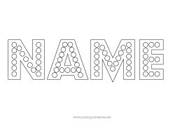 Colouring to customise Party Children's Activities Decorated Name Light Bulb Circle, Round