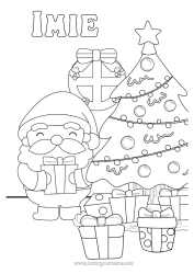 Kolorowanka za darmo Prezenty Choinka bożonarodzeniowa Święty Mikołaj Uroczy