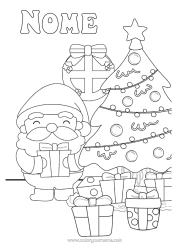 Colorare per personalizzare Regali Albero di Natale Babbo Natale Kawaii