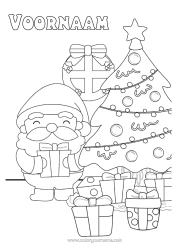 Gratis kleurplaat Cadeaus Kerstboom Kerstman Kawaii