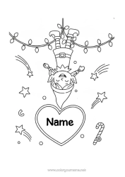 Colouring to customise Christmas Elves Elf Colouring Pages Mischief Of The Trickster Goblin Window Drawings
