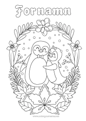 Färgläggningssida att anpassa Jul Pingvin, Pinguin Julkrans Fåglar Och Flygande Däggdjur