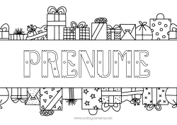 Pagină de colorat personalizată Cadouri Aniversare Crăciun