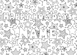Free coloring Christmas Party Happy new year Stars Zentangle Decorative background