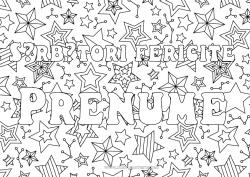 Pagină de colorat personalizată Crăciun Sărbătoare La Mulți Ani! Stele Zentangle Fundal Decorativ