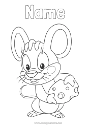 Colouring to customise Mouse Animal Forest Animals Cheese