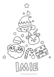Kolorowanka za darmo Choinka bożonarodzeniowa Święty Mikołaj Renifer Świąteczne skrzaty Uroczy Bombka choinkowa Cukierki z jęczmienia Kolorowanki dla skrzatów Łatwe kolorowanki Zwierzęta leśne Jeleń