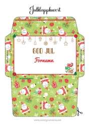 Färgläggningssida att anpassa Jultomten Jul Kuvert Utskriftskuvert Presentförpackning Ho Ho Ho