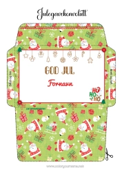 Fargeleggingssiden å tilpasse Julenissen Jul Konvolutt Utskriftsvennlig konvolutt Konvolutt gaveinnpakning Ho Ho Ho