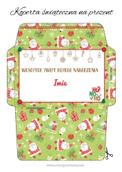 Kolorowanka do personalizacji Święty Mikołaj Boże Narodzenie Koperta Koperta do druku Koperta na prezent Ho Ho Ho
