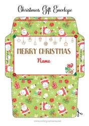 Free drawing Santa Claus Christmas Envelope Envelope to print Gift Wrap Envelope Ho Ho Ho