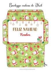 Colorear para personalizar Papá Noel Navidad Sobre Sobre Para Imprimir Sobre De Embalaje De Regalo Jo Jo Jo