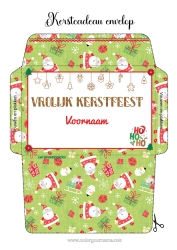 Kleurplaat aanpassen Kerstman Kerstmis Envelop Afdrukbare enveloppen Cadeauverpakking Envelop Ho Ho Ho