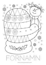 Färgläggningssida att anpassa Snö Vinter Snögubbe Barnaktiviteter Snöflingor Vante Lätta Målarbilder Rita Och Färglägg