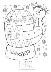 Kolorowanka za darmo śnieg Zima Bałwanek Aktywności dla dzieci Płatki śniegu Rękawiczka Łatwe kolorowanki Śledź i koloruj